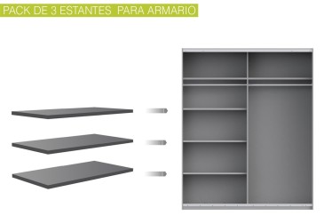 Lote de 3 estantes de 97 x 42 cm en color gris
