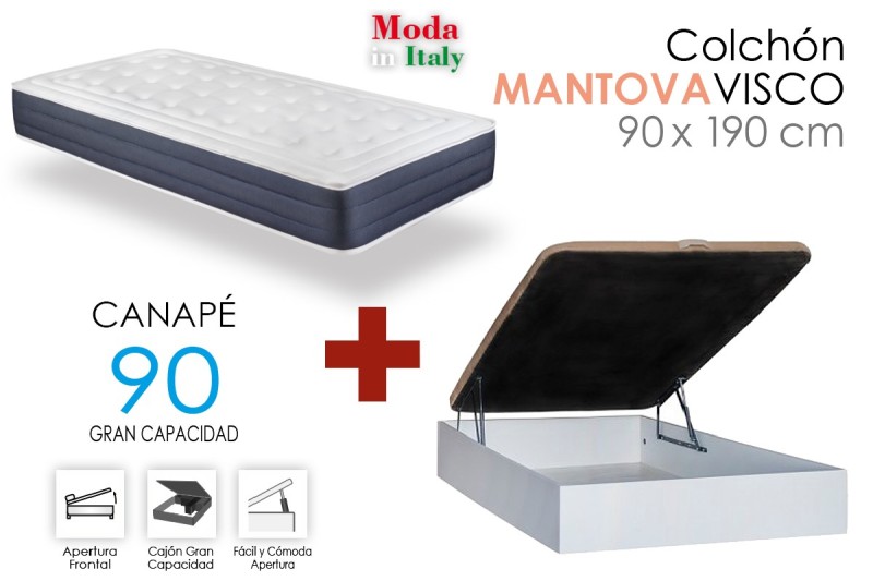 PACK Canapé RECKTO + Colchón MANTOVA VISCO 90