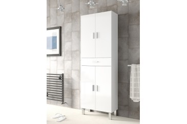 Columna de baño de 4 puertas 1 cajón en color Blanco Brillo