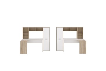 Mesa + prateleira ERIADU em carvalho e branco