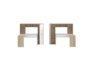 Mesa + prateleira ERIADU em carvalho e branco
