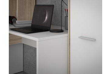 Mesa + prateleira ERIADU em carvalho e branco