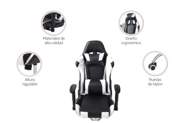 Cadeirão GAMING em preto e branco