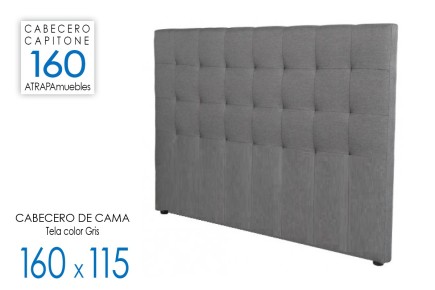 Cabecero Capitone tapizado en elegante tela de color gris para camas de 150 y 135 cm
