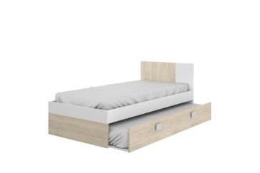 Elegante cama individual de diseño  90x190 con arrastre bajo cama
