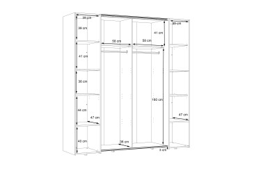 Armario 2 puertas correderas y 2 abatibles de  270cm en color Blanco