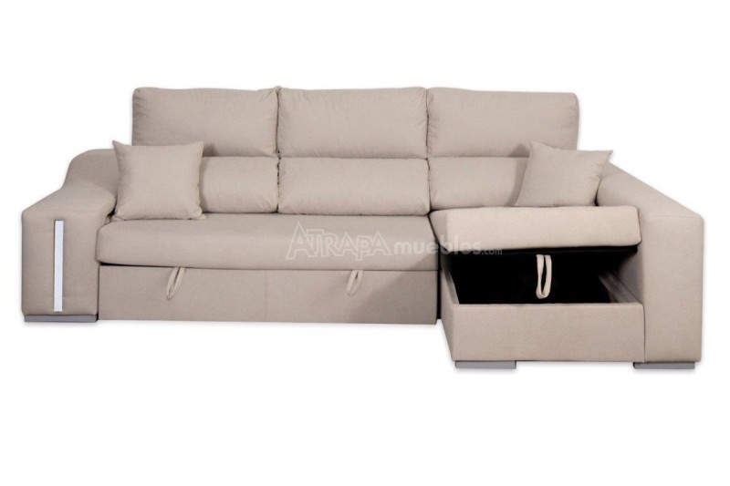 Chaiselongue Cama Derecha AMARETTO Visón (Beige/Gris)