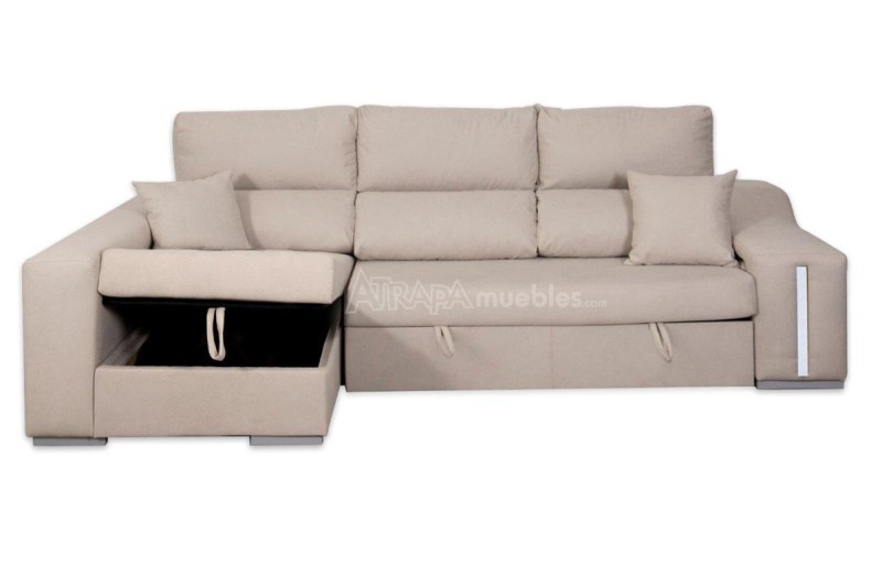 Chaiselongue Cama Izquierda AMARETTO Visón (Beige/Gris)