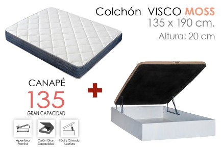 PACK Canapé RECKTO + Colchón VISCO MOSS 135
