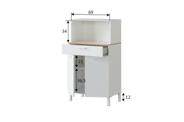 Auxiliar de cocina KIRA 2 Puertas 1 Cajón