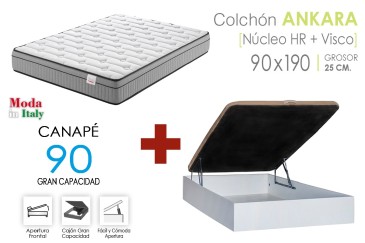 PACK Canapé RECKTO + Colchón ANKARA VISCOELASTICO 90X190