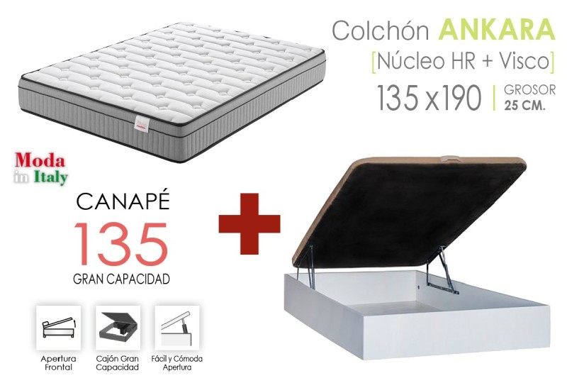 Packs de colchón y canapé de 135x200 mejora tu descanso