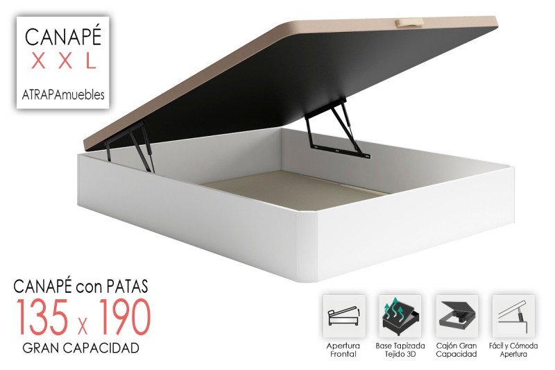 Canapé XXL de 135X190 con Base Tapizada al MEJOR PRECIO