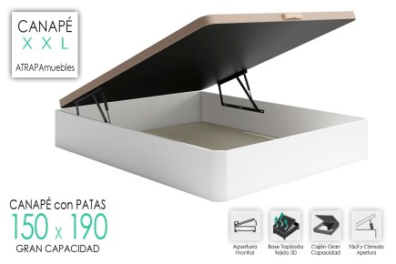 Sommier de base abatível XXL 150X190 com base estofada ao MELHOR PREÇO
