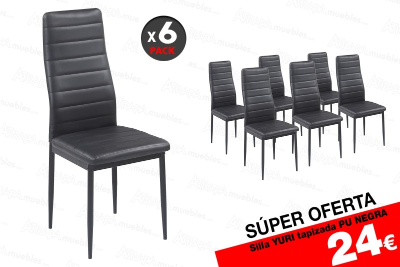 6 sillas salón YURI Negro 24 €/u.