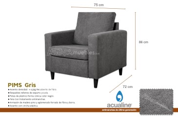 Sofá Chaiselongue de Diseño 3P reversible color GRIS al MEJOR PRECIO