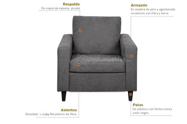 Sofá Chaiselongue de Diseño 3P reversible color GRIS al MEJOR PRECIO