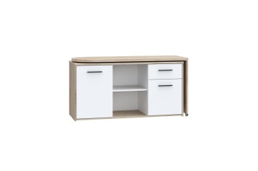 Mesa escritorio adaptable en Blanco y Roble