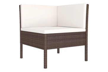 Conjunto de jardín Sofa Chaiselongue 3 plazas y mesa de centro Rattan marrón