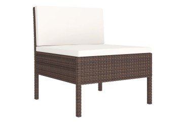 Conjunto de jardín Sofa Chaiselongue 3 plazas y mesa de centro Rattan marrón