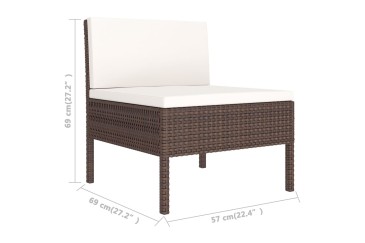 Conjunto de jardín Sofa Chaiselongue 3 plazas y mesa de centro Rattan marrón