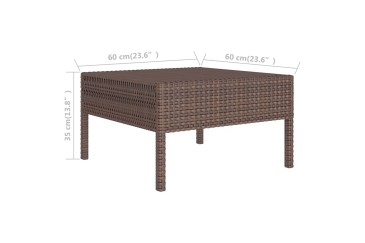 Conjunto de jardín Sofa Chaiselongue 3 plazas y mesa de centro Rattan marrón