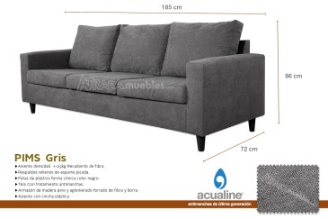 Conjunto de Sofás 3+2 plazas PIMS color Gris al MEJOR PRECIO