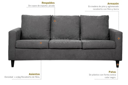 Conjunto de Sofás 3+2 Lugares PIMS Cinzento