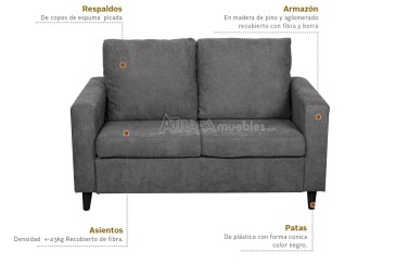 Conjunto de Sofás 3+2 plazas PIMS color Gris al MEJOR PRECIO