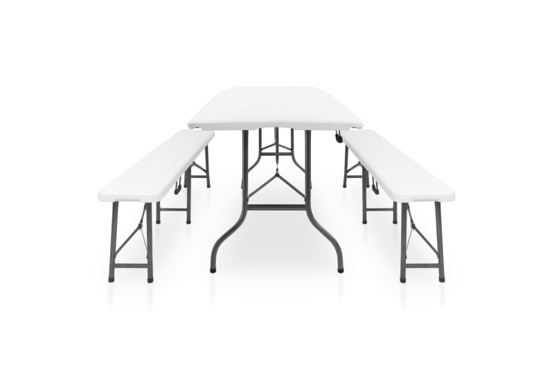 Conjunto de Mesa y 2 Bancos Plegables Portatiles Conjunto de Mesa y 2 Bancos Plegables Portatiles
