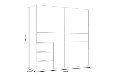 Armario 2 puertas correderas 200 cm en Gris cemento y Roble