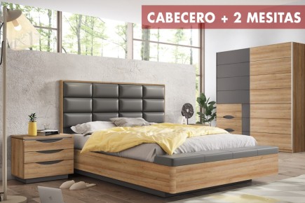 Dormitorio INVESKO (Cabecero + 2 Mesitas) al mejor precio de Internet