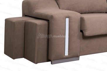 Sofá chaiselonge PLATA en color Marrón al MEJOR PRECIO
