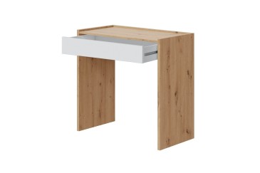 Mesa con cajón en elegante combinación colores Blanco y Roble