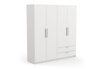 Roupeiro 4 portas + 2 gavetas branco ao melhor preço na internet