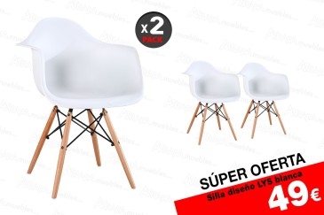 Conjunto de 2 sillas LYS de Diseño en color blanco