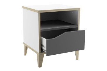 mesa de centro genius com 1 gaveta + 1 gavetão em branco e cinzento grafite