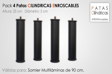 4 Patas enroscables para somier multiláminas de ( 25 cm altura )