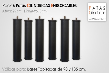 6 Patas enroscables para base tapizada de ( 25 cm altura )