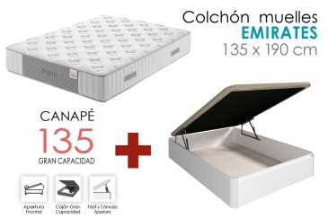 Canapé ESLA Blanco + colchón de 135X190 al MEJOR PRECIO