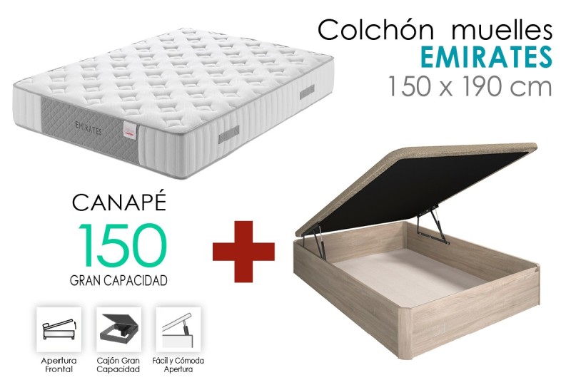 PACK Canapé ESLA Roble + Colchón EMIRATES 150