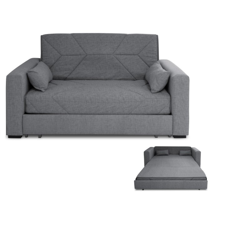 Sofá cama SINTRA tapizado en loneta de color gris al MEJOR PRECIO