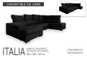 Sofá Chaiselongue Rinconera Derecha ITALIA Melisa Negro/Gris (Convertible en Cama)