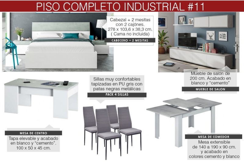 Piso completo 11 - INDUSTRIAL (Sillas YURI Gris)