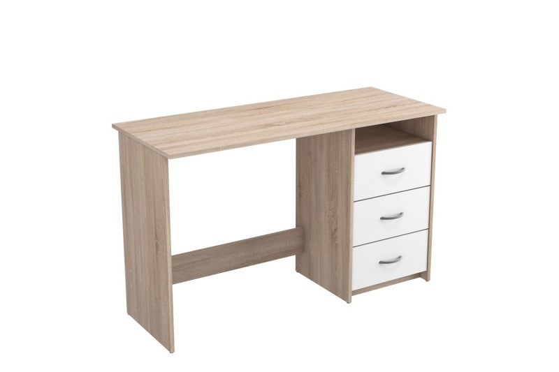 MESA ESCRITORIO C/3 CAJONES MADERA/ACERO BLANCO BRILLO