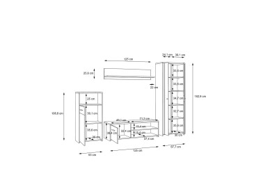 Mueble de salón - comedor moderno GULADA Roble y Blanco al MEJOR PRECIO