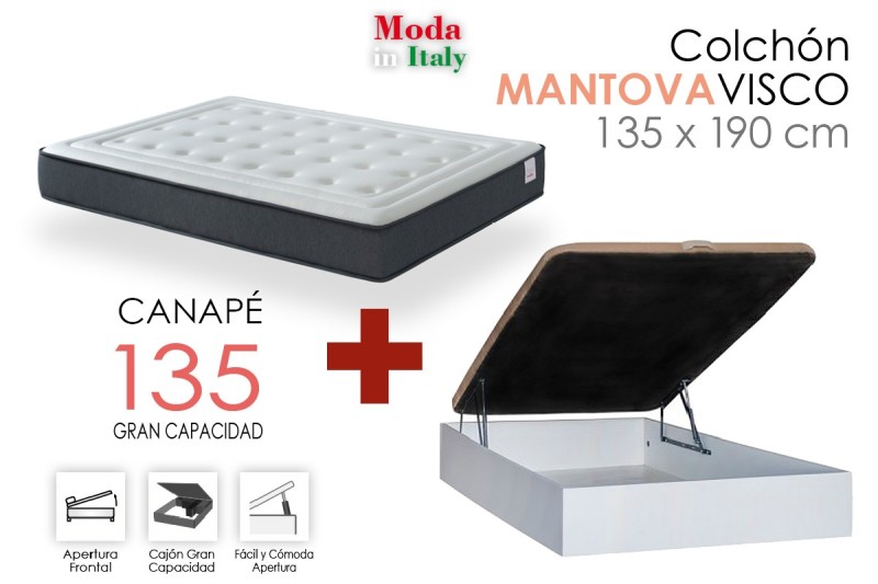 PACK Canapé RECKTO + Colchón MANTOVA VISCO 135