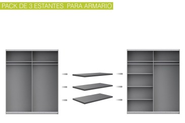 Lote de 3 estantes de 82 x 42 cm en color gris