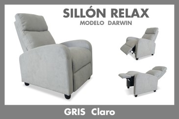 Sillón Relax DARWIN  tapizado en color gris al MEJOR PRECIO