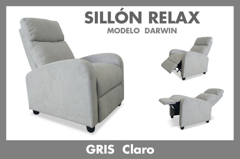 Sillón Reclinable DARWIN Push Back Gris Claro